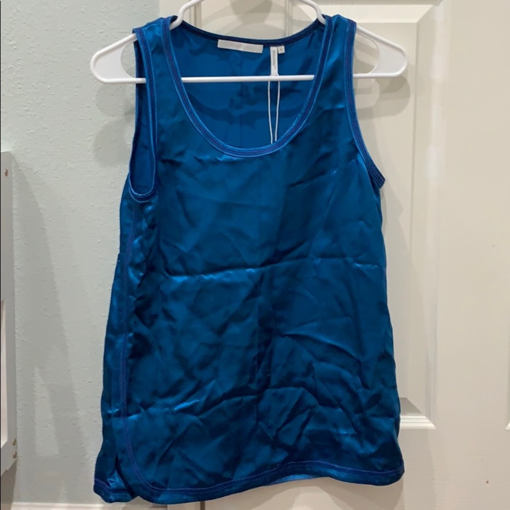 Helmut Lang coverstitch detail viscose top